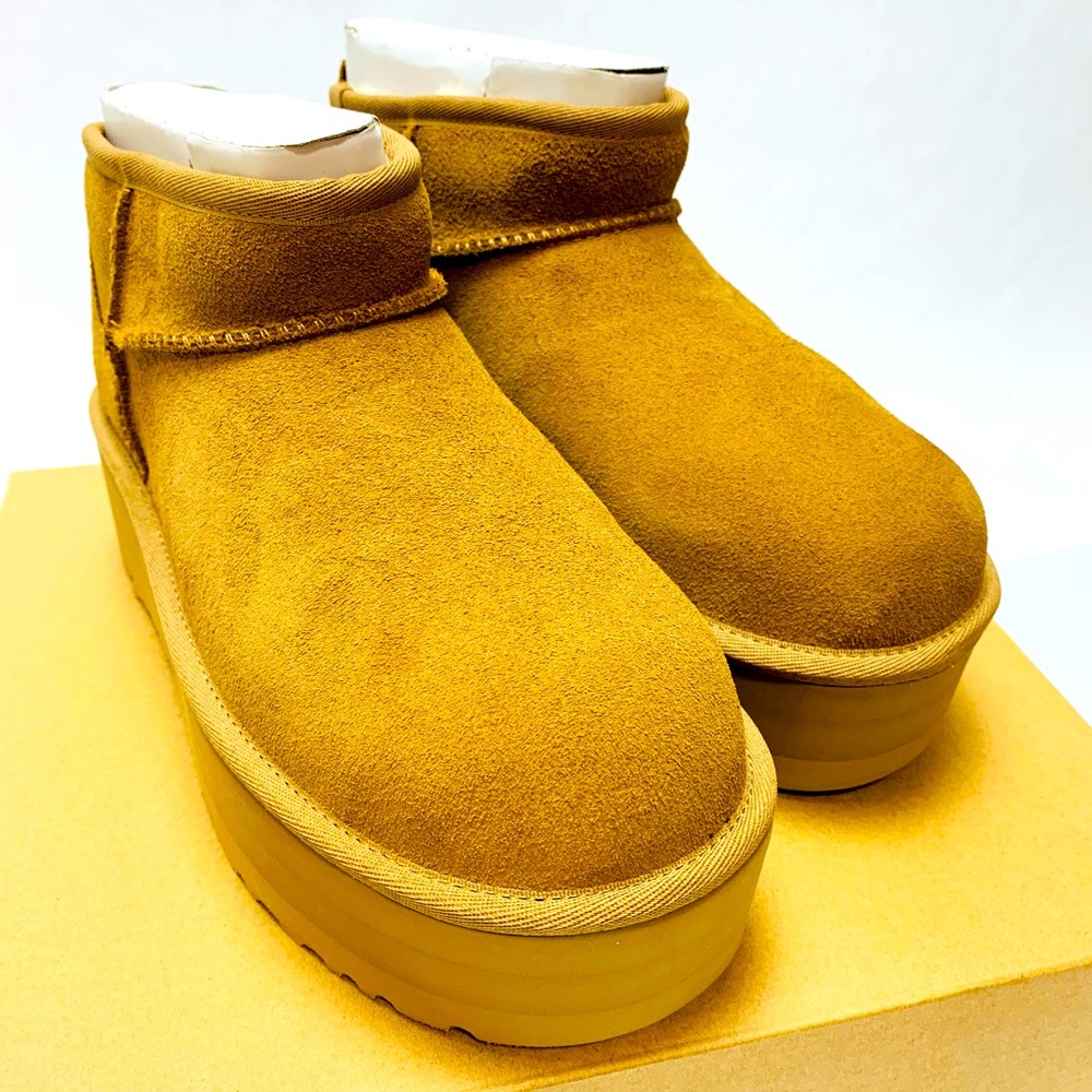 Brand New Women’s UGG Classic Ultra Mini Platform Boots 1135092 Chestnut